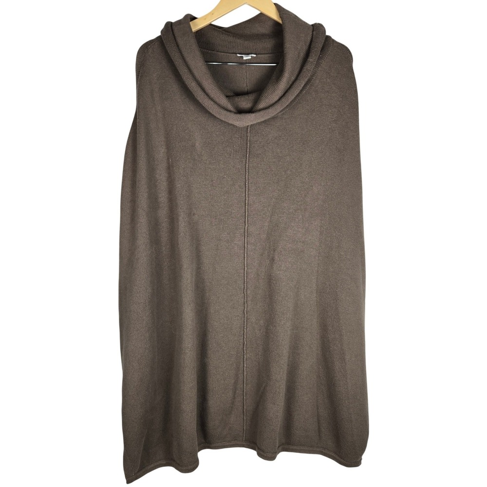 Pure Jill J Jill Brown Cotton Cashmere Cowl Neck Poncho Sweater XL 3B592-653